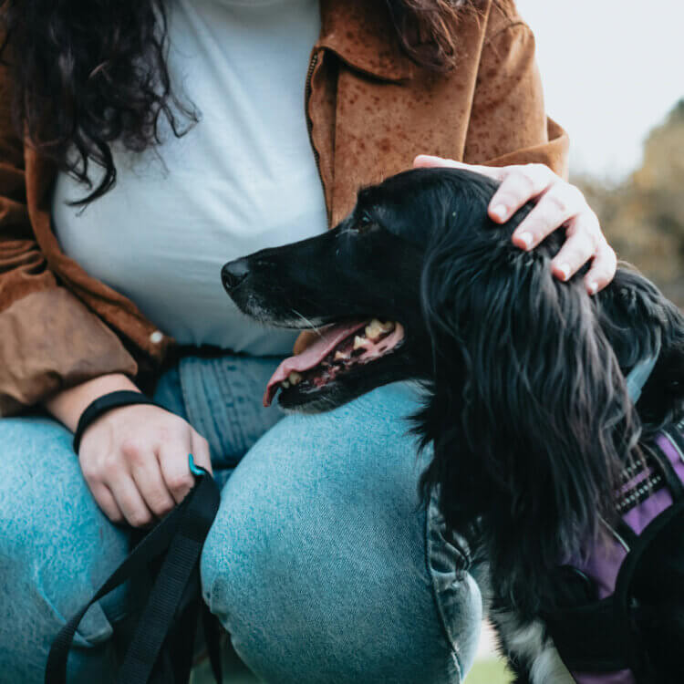 woman with a black dog pet friendly apartments smyrna ga